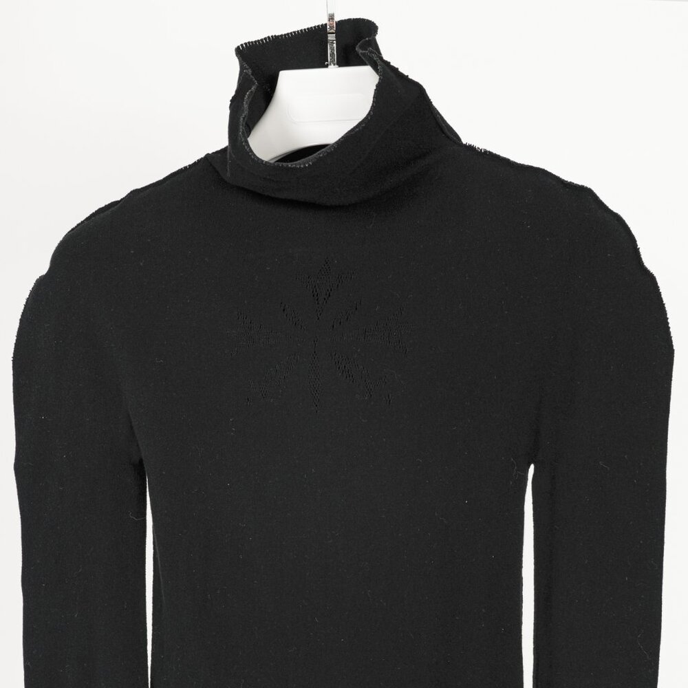 Issey Miyake Fete A-Poc Black Knit Pointelle Turtleneck - Picture 3 of 9